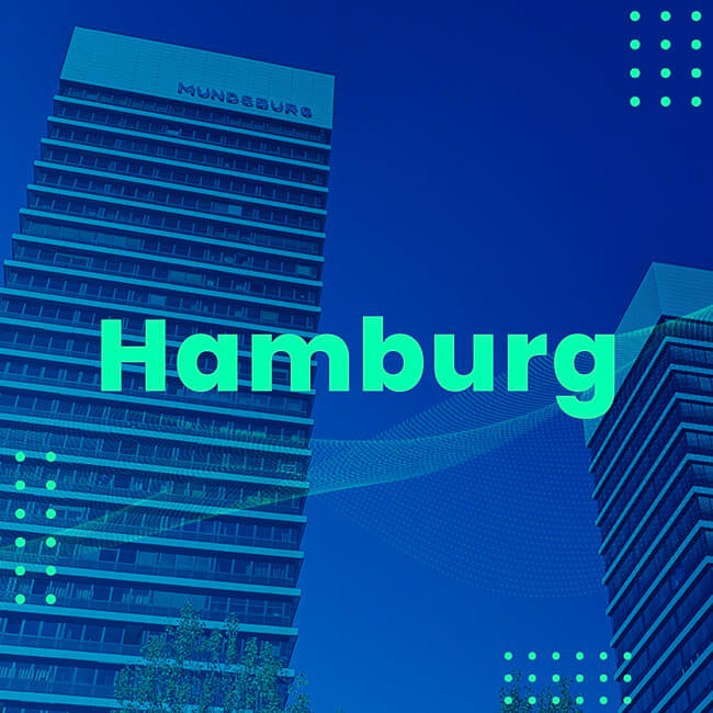Mundsburg Towers in Hamburg - blauer overlay